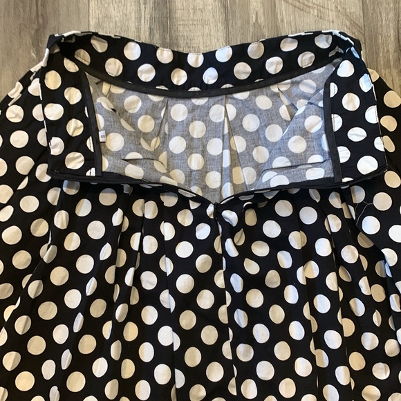 Polkadots High Waist Pocketed Flare Skirt Small Zip Back - Picture 9 of 11